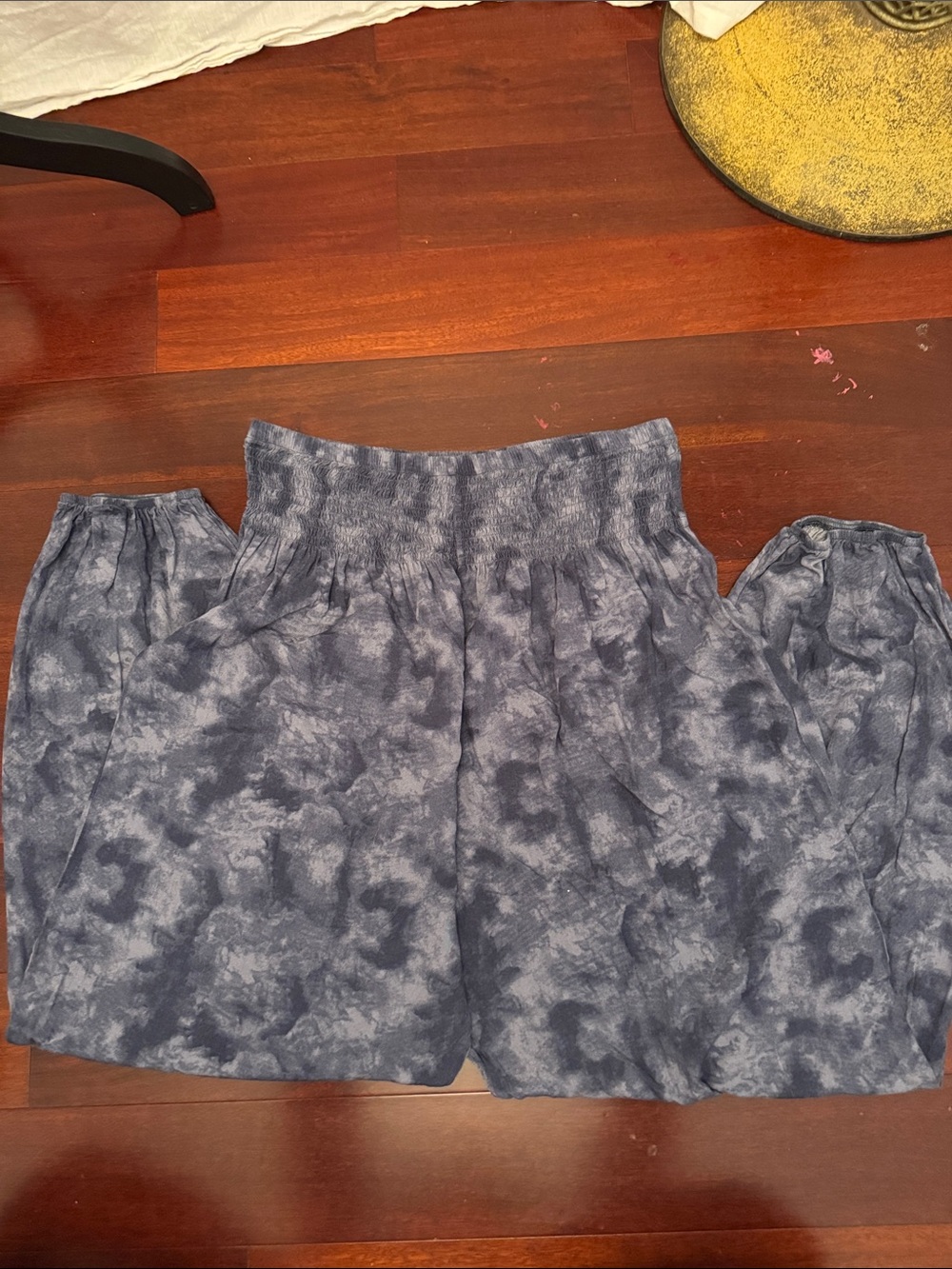 women’s Blue Tie-Dye Smocked Waist Joggers